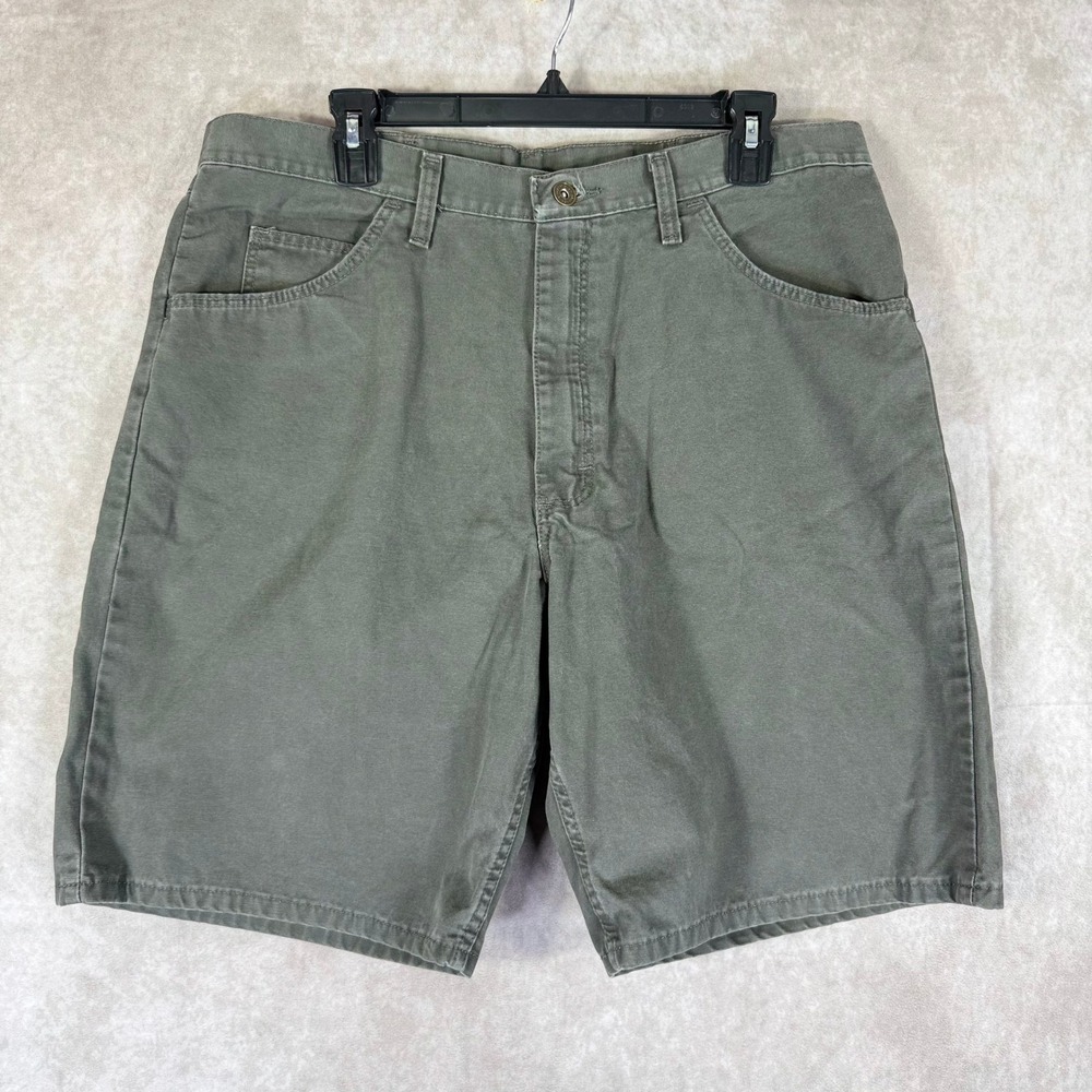 Wrangler Originals Shorts Mens 36 Olive Green Relaxed Fit Canvas Utility‎ Rugged